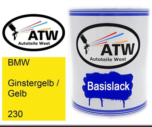 BMW, Ginstergelb / Gelb, 230: 1L Lackdose, von ATW Autoteile West.